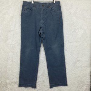 Vintage LEE Mens Pants Corduroy Blue Straight Leg Relaxed Fit Raw‎ Hem USA 36x32